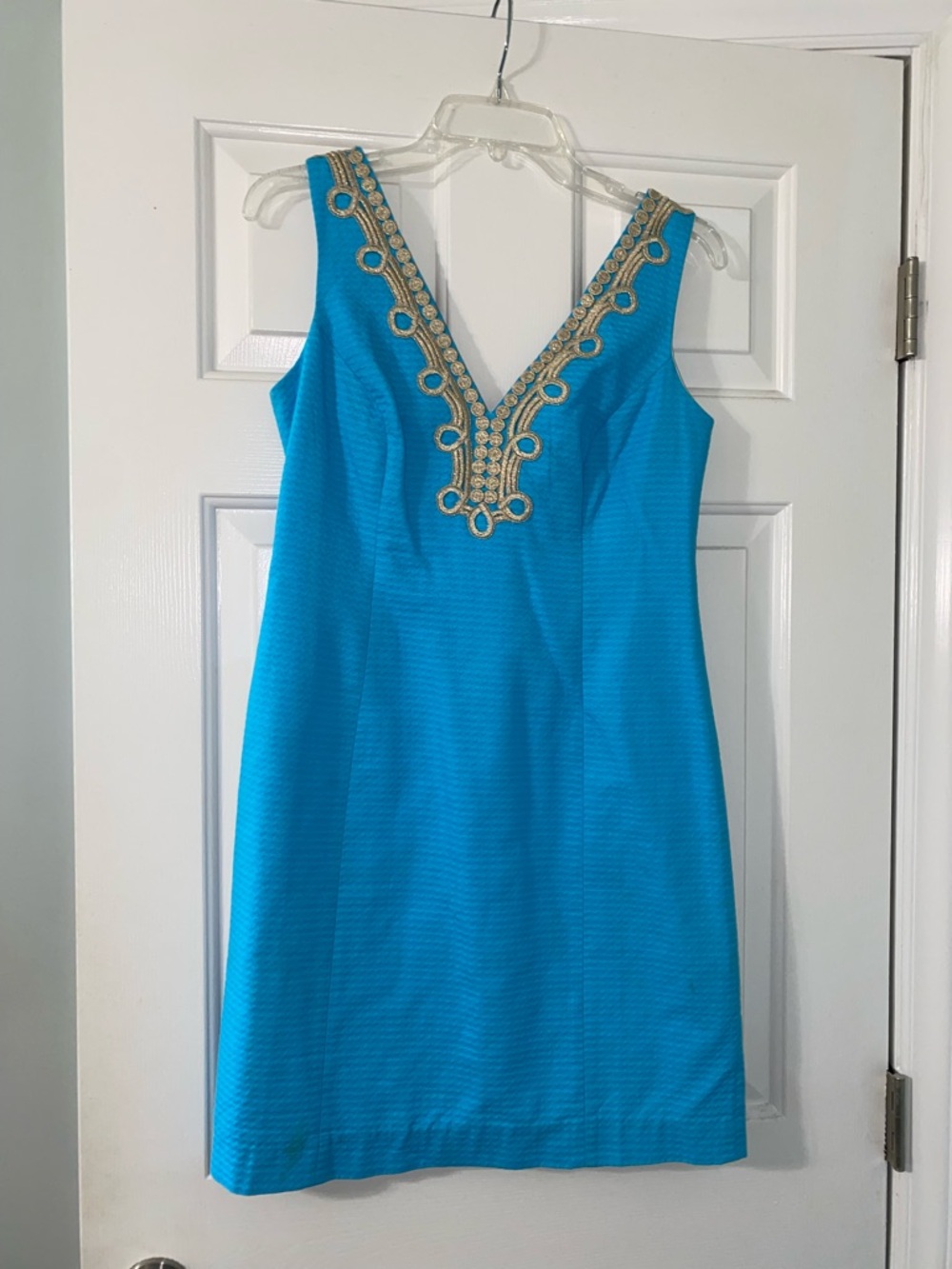 Lilly Pulitzer Sleeveless Turquoise and Gold Shift Dress